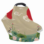 Japanese Cranes At Sunset Print Baby Seat Cover