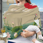 Japanese Cranes At Sunset Print Baby Seat Cover
