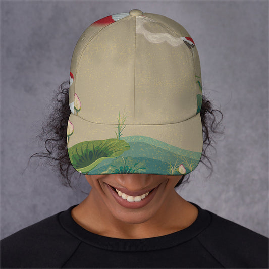 Japanese Cranes At Sunset Print Baseball Cap