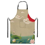 Japanese Cranes At Sunset Print Bib Apron With Pocket