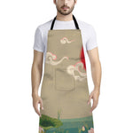 Japanese Cranes At Sunset Print Bib Apron With Pocket