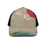Japanese Cranes At Sunset Print Black Mesh Trucker Cap