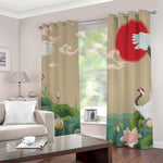 Japanese Cranes At Sunset Print Blackout Grommet Curtains