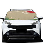 Japanese Cranes At Sunset Print Car Windshield Snow Cover