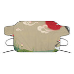 Japanese Cranes At Sunset Print Car Windshield Snow Cover