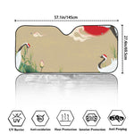 Japanese Cranes At Sunset Print Car Windshield Sun Shade