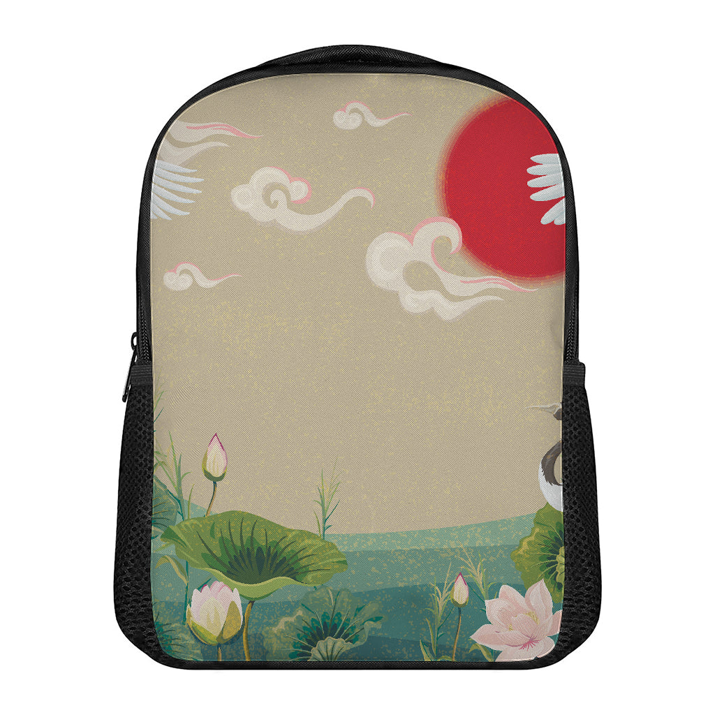 Japanese Cranes At Sunset Print Casual Backpack