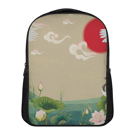 Japanese Cranes At Sunset Print Casual Backpack