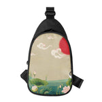 Japanese Cranes At Sunset Print Chest Bag