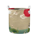 Japanese Cranes At Sunset Print Collapsible Laundry Basket
