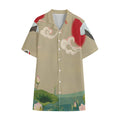 Japanese Cranes At Sunset Print Cotton Hawaiian Shirt