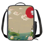 Japanese Cranes At Sunset Print Crossbody Lunch Bag