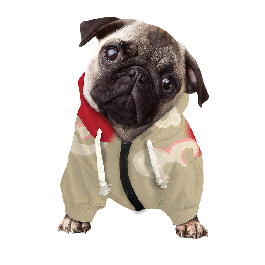Japanese Cranes At Sunset Print Dog Zip Up Hoodie