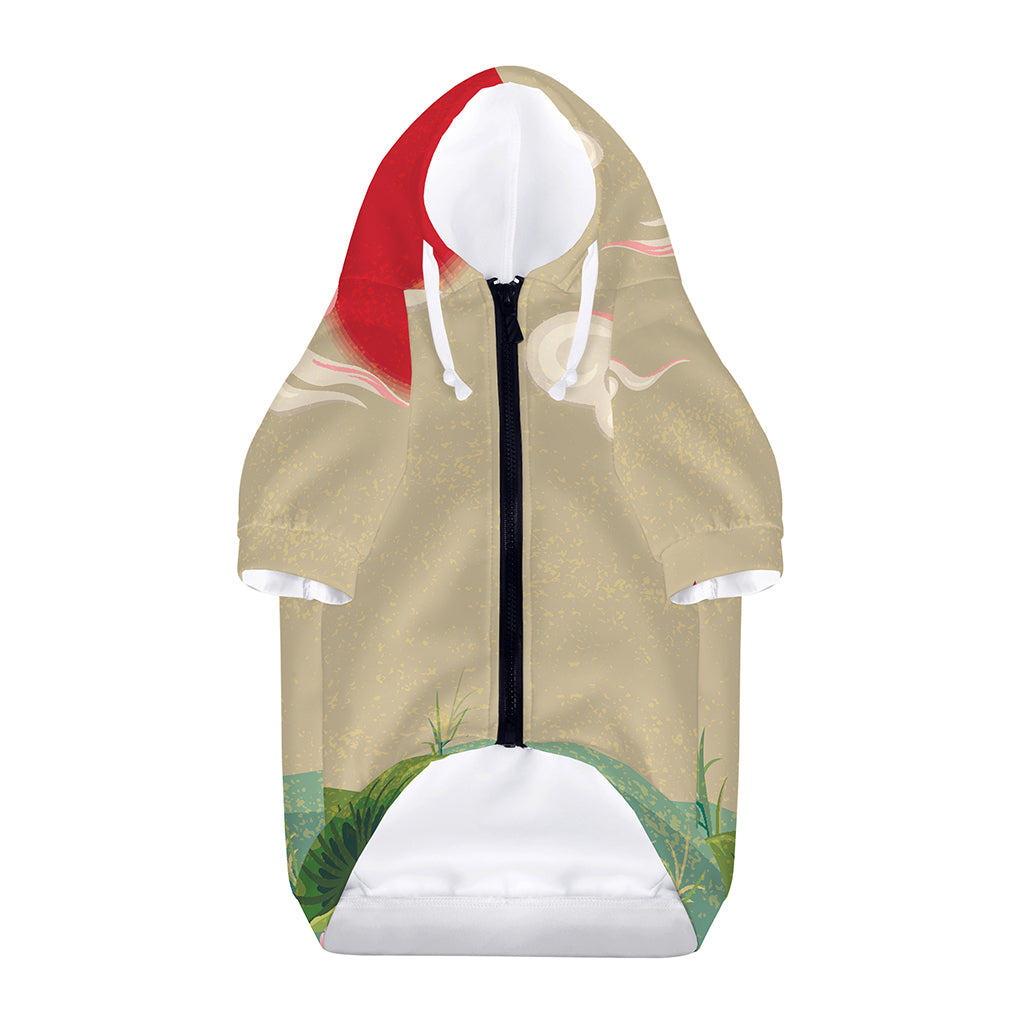 Japanese Cranes At Sunset Print Dog Zip Up Hoodie