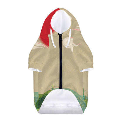 Japanese Cranes At Sunset Print Dog Zip Up Hoodie