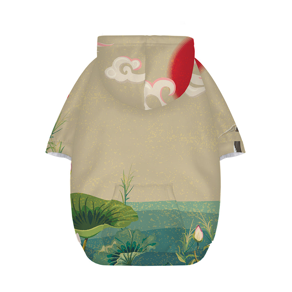 Japanese Cranes At Sunset Print Dog Zip Up Hoodie