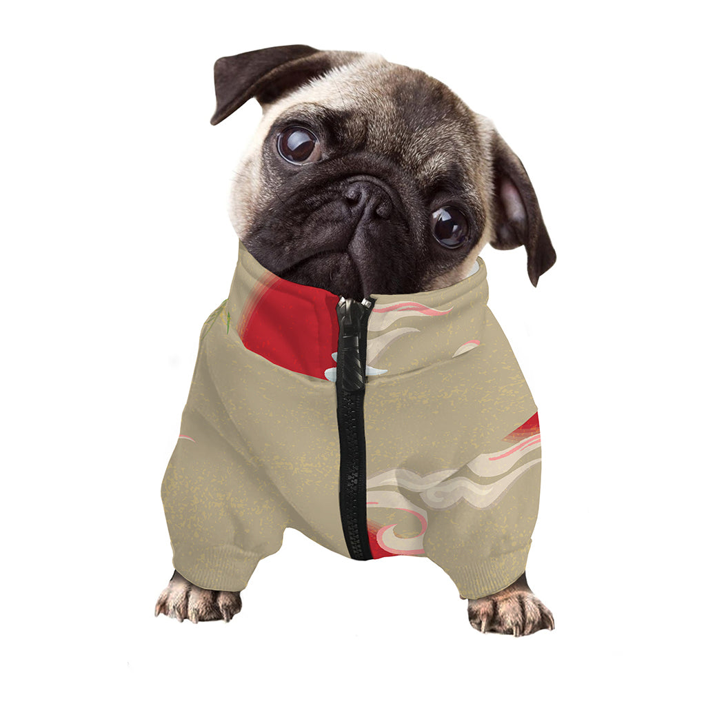 Japanese Cranes At Sunset Print Dog Zip Up Jacket