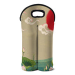 Japanese Cranes At Sunset Print Double Neoprene Wine Tote