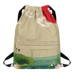 Japanese Cranes At Sunset Print Drawstring Backpack