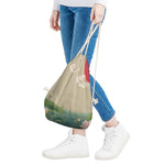 Japanese Cranes At Sunset Print Drawstring Bag