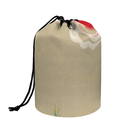 Japanese Cranes At Sunset Print Drawstring Makeup Bag