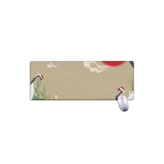 Japanese Cranes At Sunset Print Extended Mouse Pad