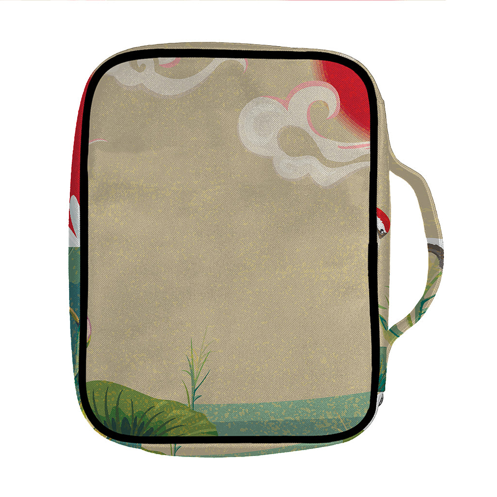 Japanese Cranes At Sunset Print Front Pocket Bible Bag