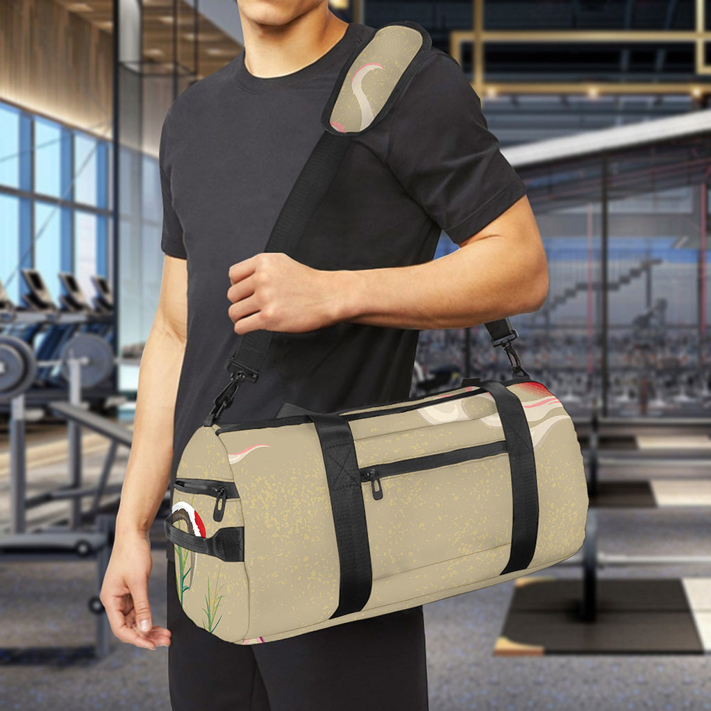Japanese Cranes At Sunset Print Gym Bag
