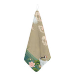 Japanese Cranes At Sunset Print Hand Towel