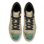 Japanese Cranes At Sunset Print High Top Leather Sneakers