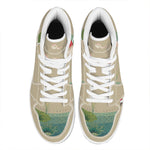 Japanese Cranes At Sunset Print High Top Leather Sneakers
