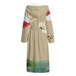 Japanese Cranes At Sunset Print Hooded Bathrobe