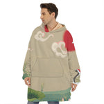 Japanese Cranes At Sunset Print Hoodie Blanket