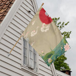 Japanese Cranes At Sunset Print House Flag