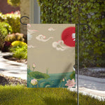 Japanese Cranes At Sunset Print House Flag
