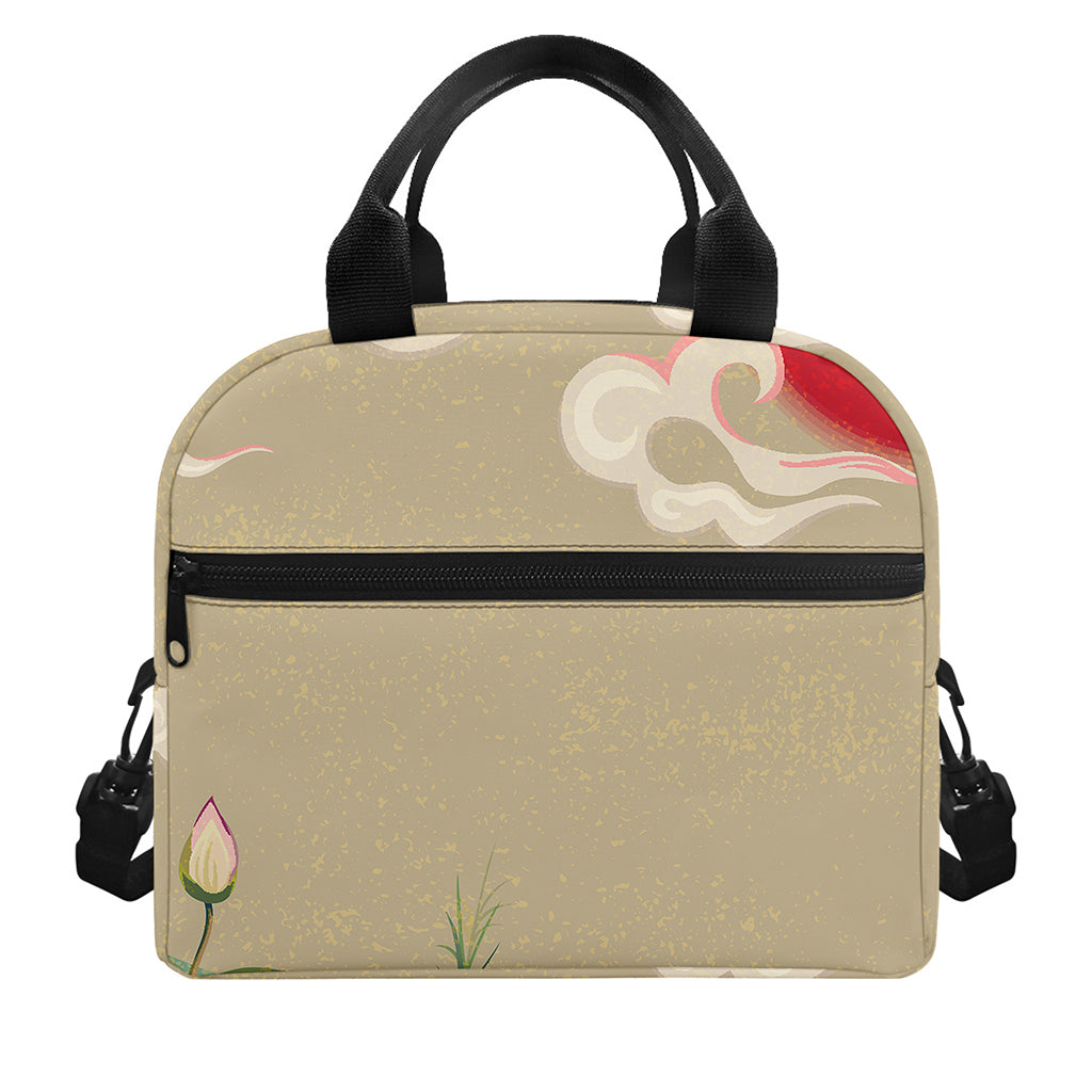 Japanese Cranes At Sunset Print Insulated Lunch Bag