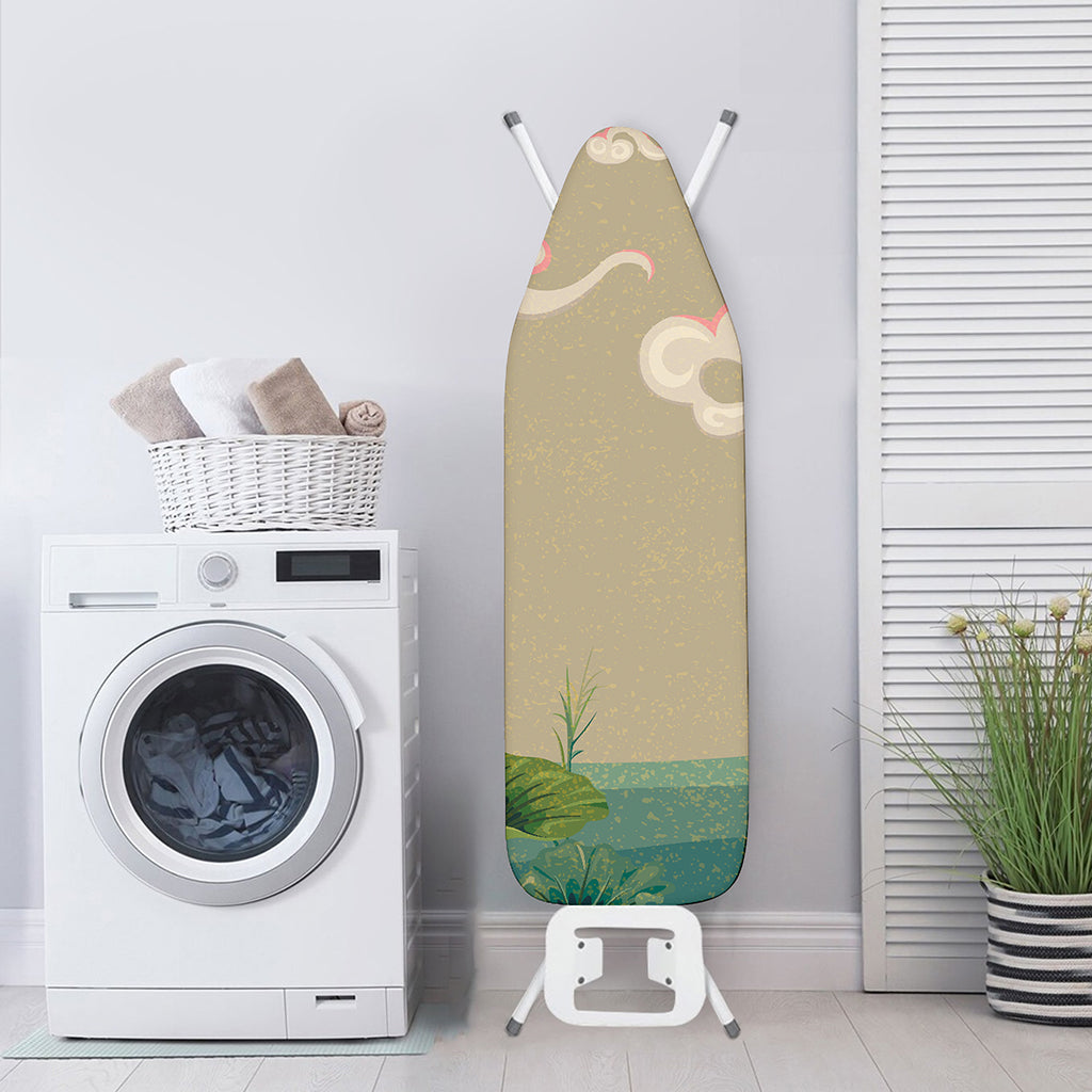 Japanese Cranes At Sunset Print Ironing Board Cover