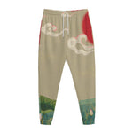 Japanese Cranes At Sunset Print Jogger Pants