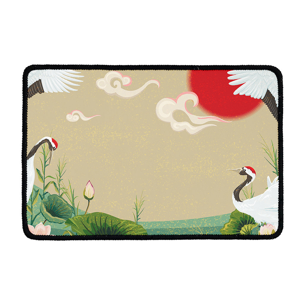 Japanese Cranes At Sunset Print Kitchen Mat
