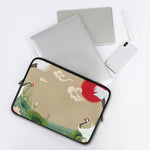 Japanese Cranes At Sunset Print Laptop Sleeve