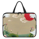 Japanese Cranes At Sunset Print Laptop Sleeve With Handle