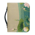 Japanese Cranes At Sunset Print Leather Bible Cover