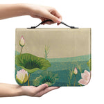 Japanese Cranes At Sunset Print Leather Bible Cover