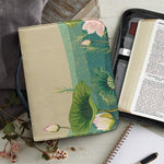 Japanese Cranes At Sunset Print Leather Bible Cover
