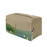 Japanese Cranes At Sunset Print Leather Tissue Box Cover
