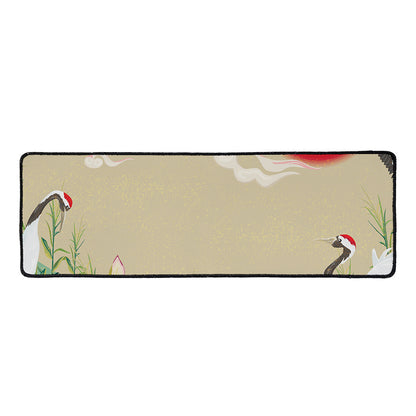 Japanese Cranes At Sunset Print Long Kitchen Mat