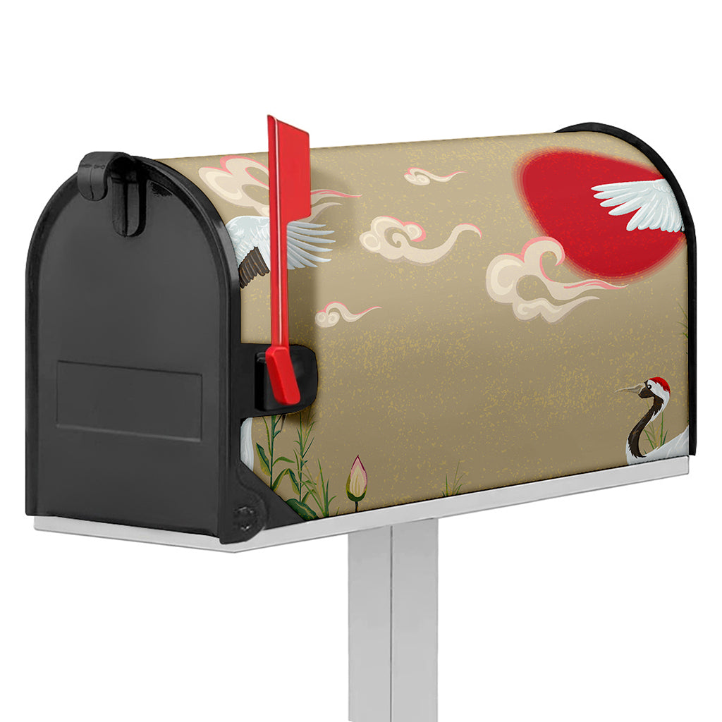Japanese Cranes At Sunset Print Mailbox Cover