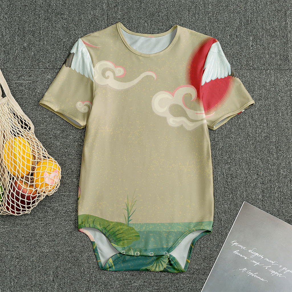 Japanese Cranes At Sunset Print Men's Bodysuit