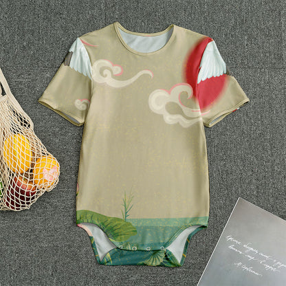 Japanese Cranes At Sunset Print Men's Bodysuit