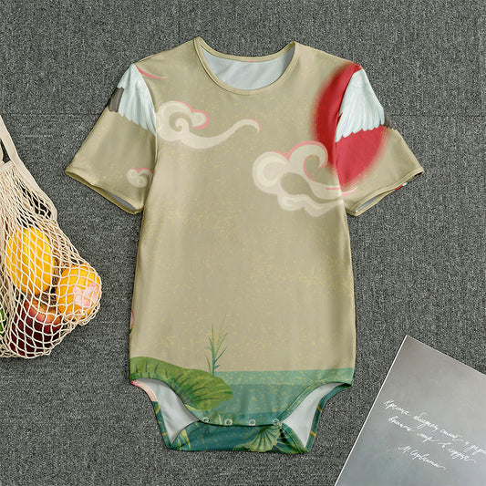 Japanese Cranes At Sunset Print Men's Bodysuit